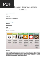 Formato de Guión Técnico y Literario de Podcast Educativo