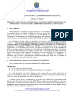 Processo Seletivo Ao Programa de Pós-Graduação em Engenharia Mecânica 01-2018