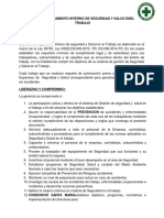 Reglamento Interno de Seguridad y Salud en El Trabajo CONSORCIO SANTA MARIA (LIBROS PEQUEÑOS)