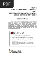 Unit I Local Government Concepts AND Basic Policies Underlying The Local Government Code