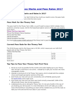 Theory Test Pass Marks and Pass Rates 2017