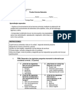 Prueba Ciencias Naturales 7 Octubre