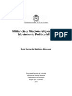 Luis Bastidas. Militancia y Filiación Religiosa en El Movimiento Político MIRA