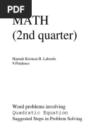 Math (2nd Quarter) : Word Problems Involving Quadratic Equation