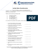 Leadership Styles Questionnaire