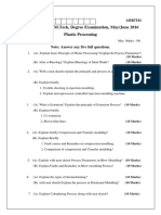 Plastic Processing Question Paper 2016