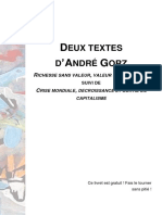 André Gorz - Richesse Sans Valeur, Valeur Sans Richesse & Crise Mondiale, Décroissance Et Sortie Du Capitalisme