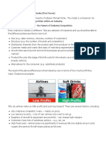 Porter's Model of Industry Rivalry (Five Forces)