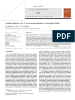 Variables Affecting The in Situ Transesterification of Microalgae Lipids