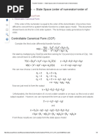 Transfer Function State Space (Order of Numerator Order of Denominator)