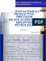 Materia Prima y Productos Tipicos de Una Torre de Destilacion