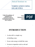 Water Purification Using Solar Still: A Technical Seminar On