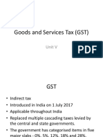 Goods and Services Tax (GST) : Unit V