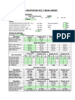 Design of Singly Reinforced RCC T-Beam Girder: M Value 10.0