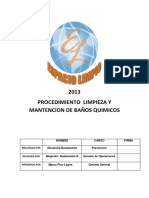 Procedimiento Limpieza y Mantencion de Baños Quimicos