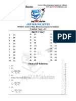 Jee Mains Level: Answer Key