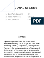 Introduction To Syntax