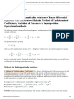 Method of Undetermined Coefficients, Variation of Parameters, Superposition