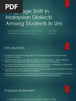 Language Shift in Malaysian Dialects Among Students in