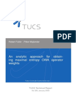 An Analytic Approach For Obtain-Ing Maximal Entropy OWA Operator Weights