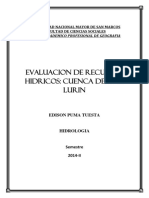 Evaluación de Recursos Hidricos Lurin