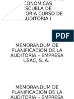 Memorandum de Planificacion de Auditoria