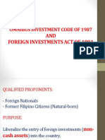 AND Foreign Investments Act of 1991: Omnibus Investment Code of 1987