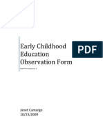 Early Childhood Education Observation Form