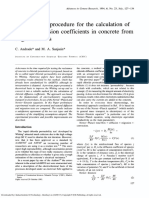 Experimental Procedure For The Calculation of Chloride Diffusion Coefficients in Concrete From Migration Tests