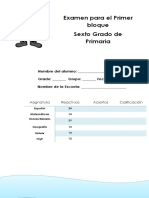 Examen 6to Grado PRIMARIA 2017-2018