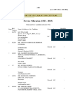 Service Allocation For CSE-2015 Candidates As On DoPT Website-23.06.2016