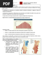 Ficha Informativa A Distribuição Da Temperatura No Território Nacional