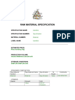 Raw Material Specification: Specification Name: Specification Number: Material Number: Label Name