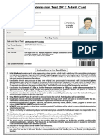 Common Admission Test 2017 Admit Card