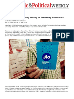 Reliance Jio - Predatory Pricing or Predatory Behaviour