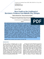 Impact of Micro Credit On The Livelihood of Borrowers Evidence From Mekelle City Ethiopia