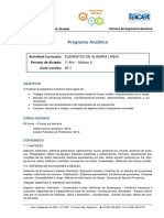 Programa 2017 02 Elementos de Algebra Lineal