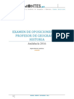 Examen Oposiciones Geografía e Historia Andalucía 2016