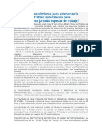 Autorización para Implementar Una Jornada Especial de Trabajo