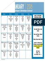 2018 - January 5-Day Calendar