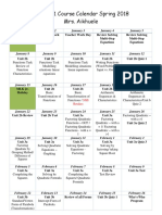 Algebra 1 Course Calendar