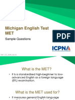 Michigan English Test MET: Sample Questions