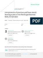 Precipitation of Precious and Base Metal-Bearing Scales at The Berlín Geothermal Field, El Salvador