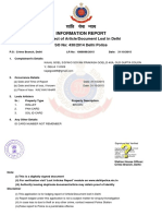 Information Report: in Respect of Article/Document Lost in Delhi SO No: 430/2014 Delhi Police