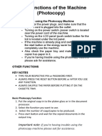 Basic Functions of The Machine