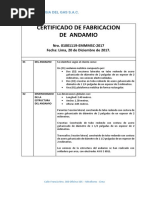 Certificado de Fabricacion de Un Andamio