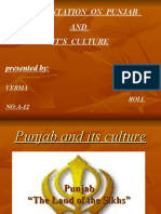 Presentation On Punjab AND It'S Culture Presented By:: Jyoti Verma Roll NO:A-12