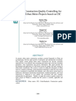 Construction Quality Controlling For Urban Metro Projects Based On CIC