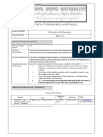 Department of Mathematics and Physics: Course Name: Elementary Mathematics Course Code MAT 112