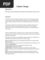 Climate Change: How Does Climate Change Affects People and Environment in Daily Living